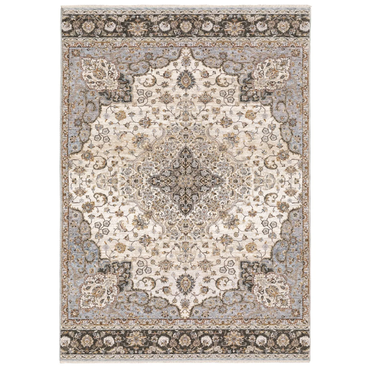 Plow & Hearth Area Rugs>Wakefield Medallion Polyester Rug, 9'10" x 12'10" Ivory