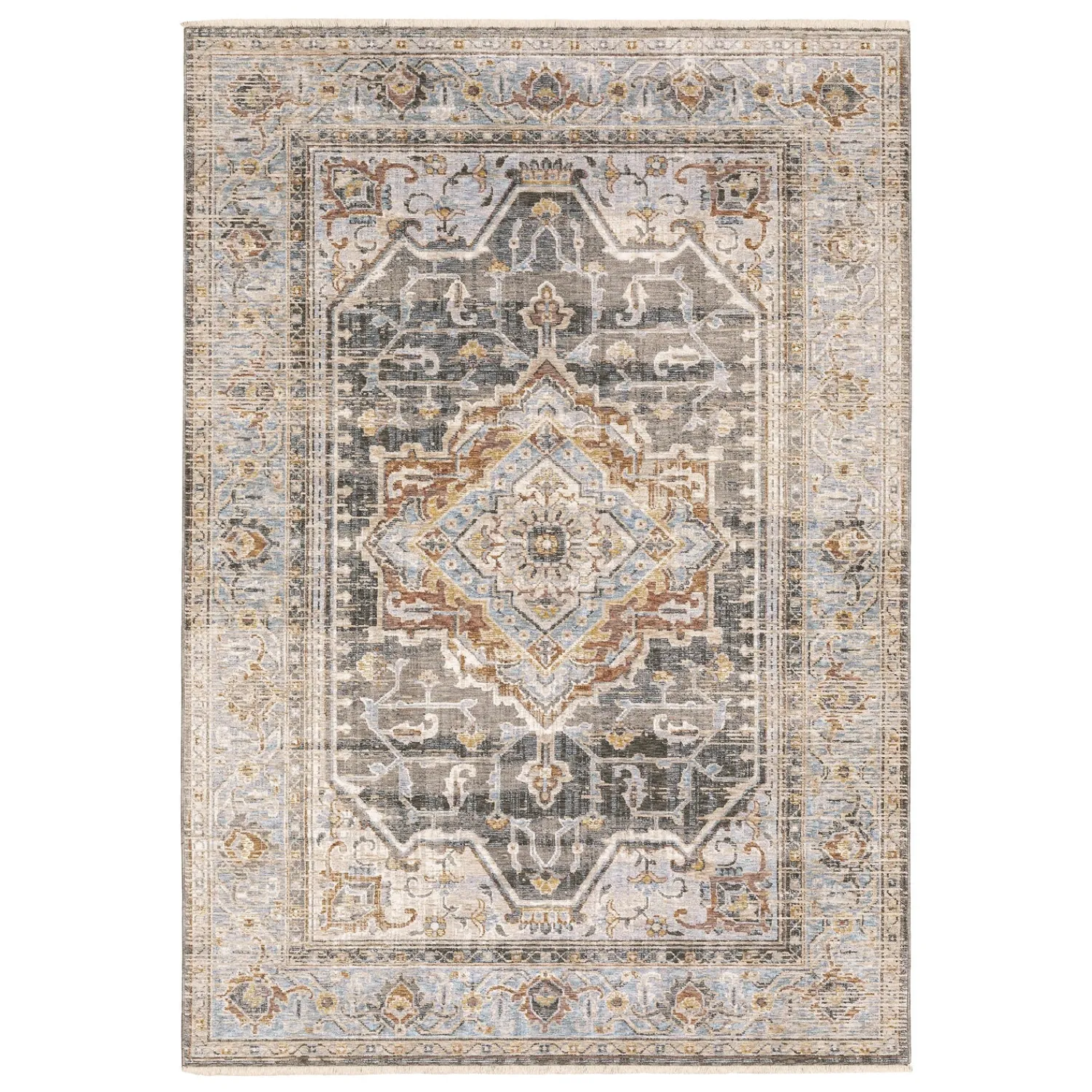 Plow & Hearth Area Rugs>Wakefield Tapestry Polyester Runner, 2'3" x 7'6" Gray