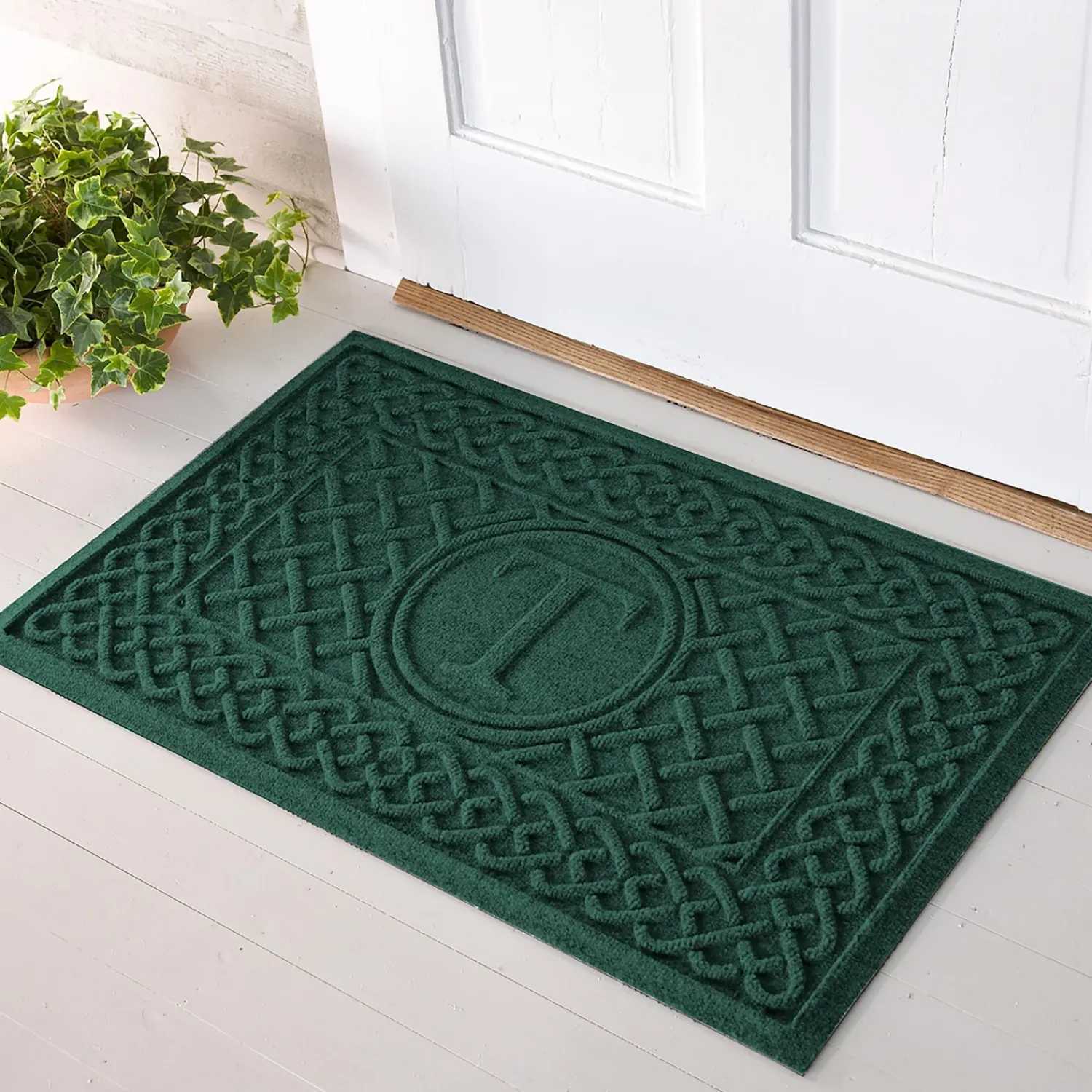 Plow & Hearth Waterhog Doormats>Waterhog Cable Weave Doormat with Single Initial, 2' x 3'