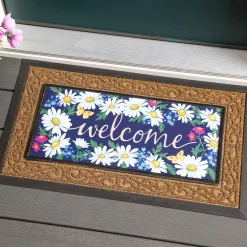 Plow & Hearth Interchangeable Mats>Welcome Daisies and Butterflies Sassafras Switch Mat