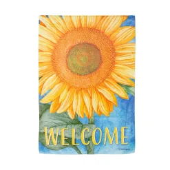 Plow & Hearth House & Estate Flags>Welcome Sunflower Suede House Flag