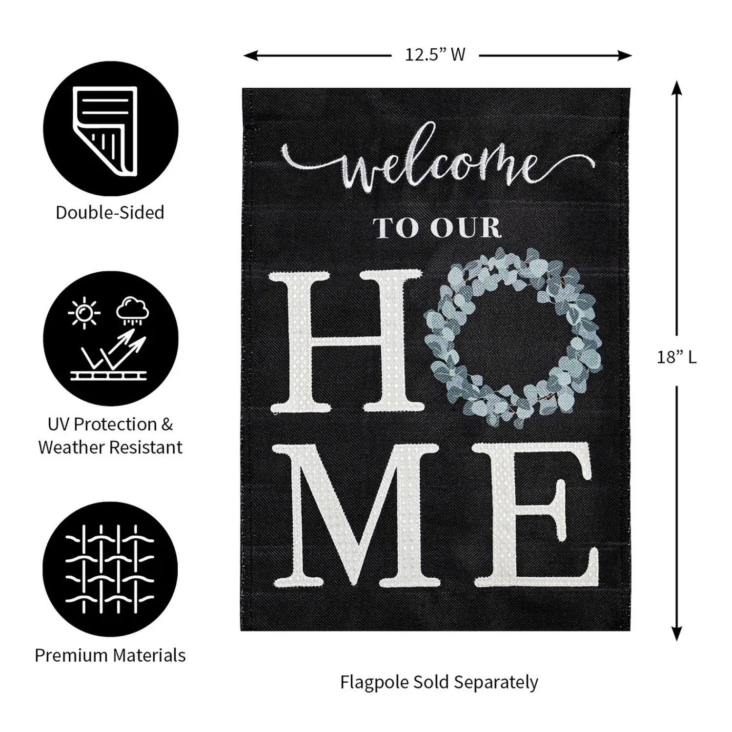 Plow & Hearth Garden Flags>“Welcome To Our Home” Eucalyptus Burlap Garden Flag