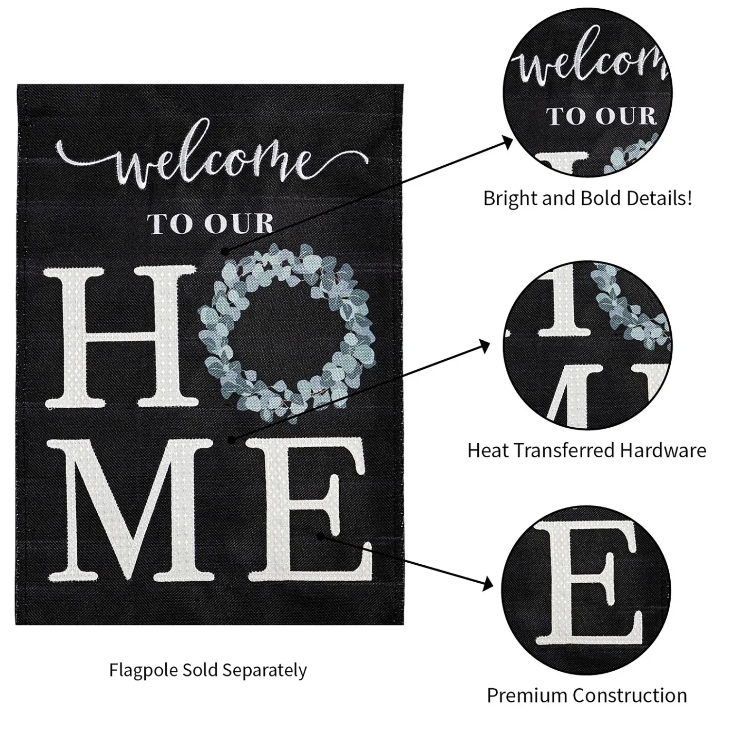 Plow & Hearth Garden Flags>“Welcome To Our Home” Eucalyptus Burlap Garden Flag