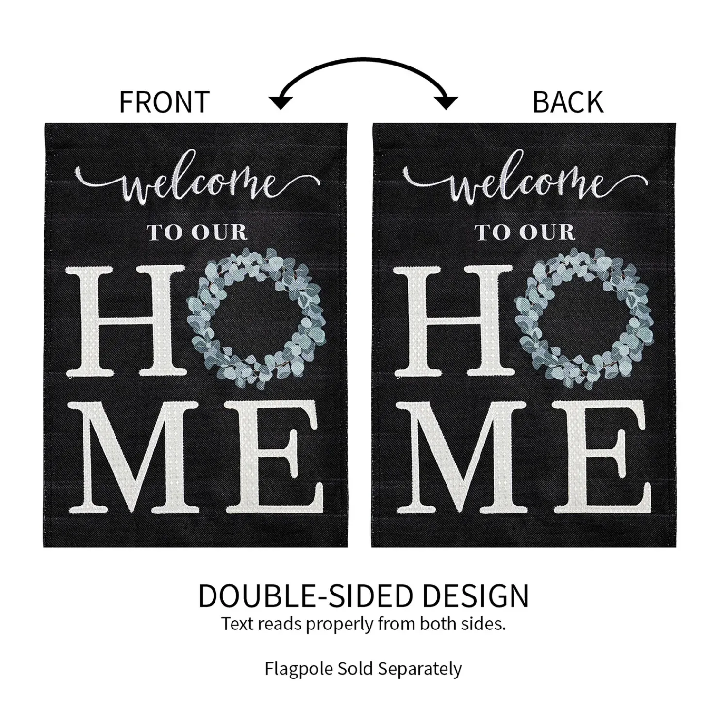 Plow & Hearth Garden Flags>“Welcome To Our Home” Eucalyptus Burlap Garden Flag