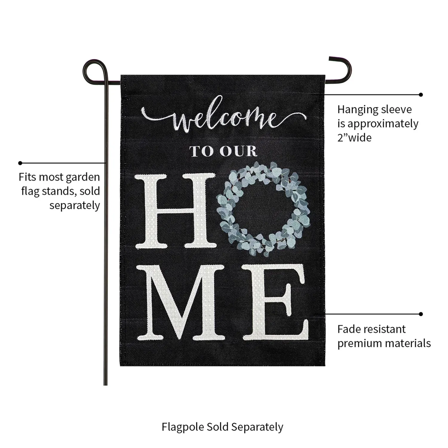 Plow & Hearth Garden Flags>“Welcome To Our Home” Eucalyptus Burlap Garden Flag