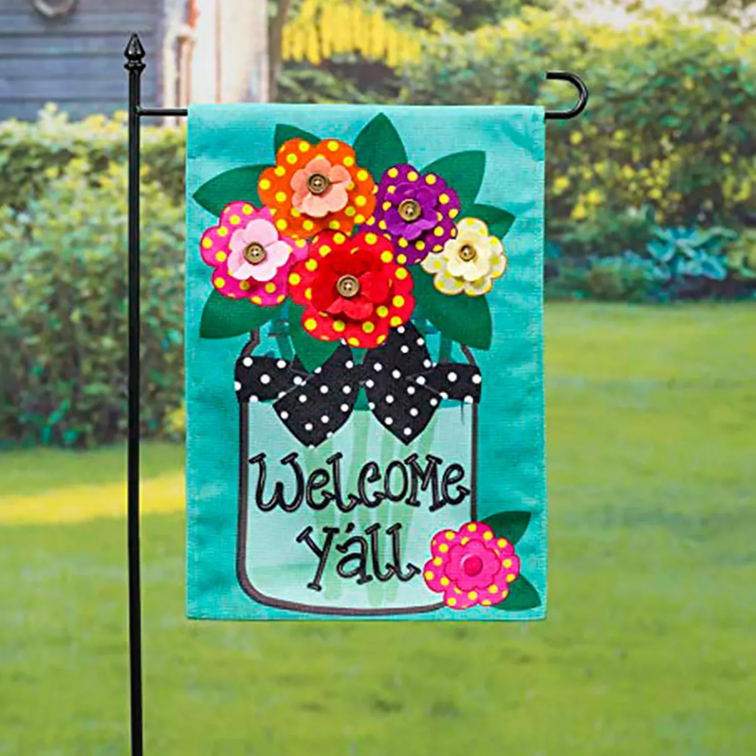Plow & Hearth Garden Flags|Interchangeable Mats>Welcome Y'all Burlap Garden Flag and Sassafras Mat Set