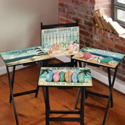 Plow & Hearth Accent Tables>West Coast Beach TV Tray Set of 4