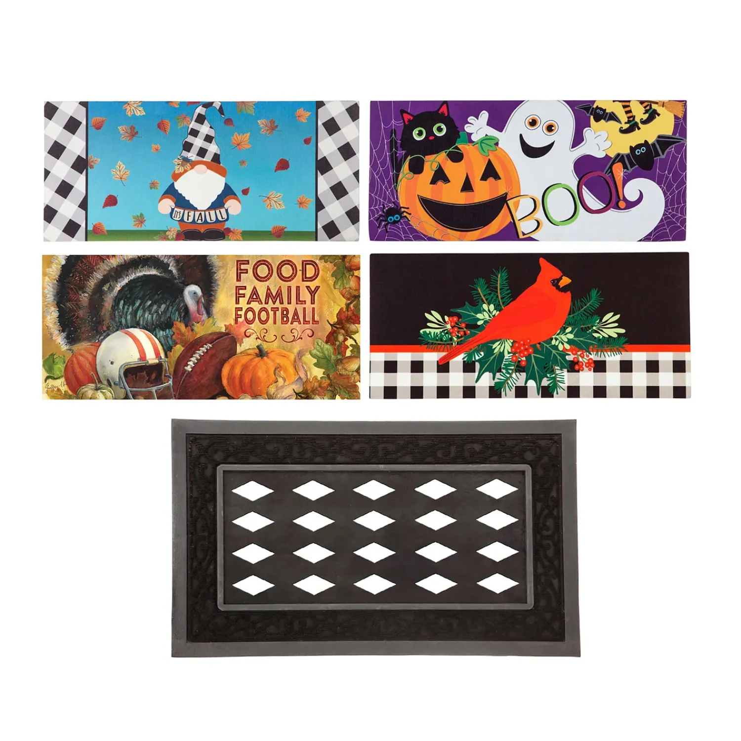Plow & Hearth Interchangeable Mats>Whimsical Fall and Holiday Sassafras Mat Set