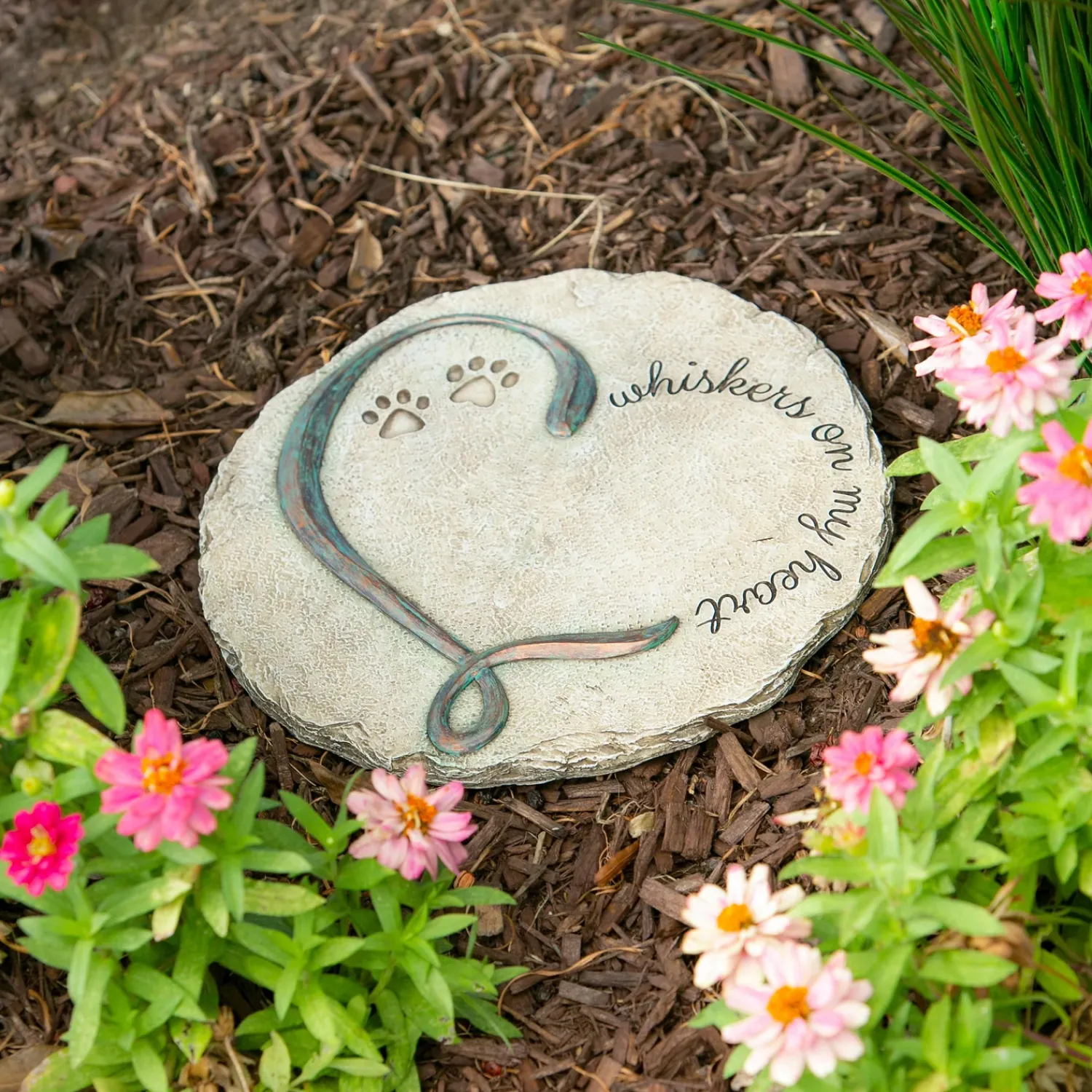 Plow & Hearth Pathways & Stepping Stones|Memorial & Garden Plaques>Whiskers On My Heart, Garden Stone