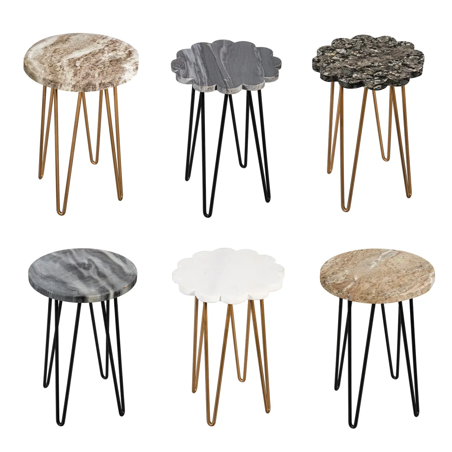 Plow & Hearth Planters & Plant Stands|Accent Tables>White Granite Plant Stand with Metal Legs