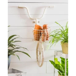 Plow & Hearth Outdoor Wall Art|Wall Art>White Metal Bicycle Wall Art