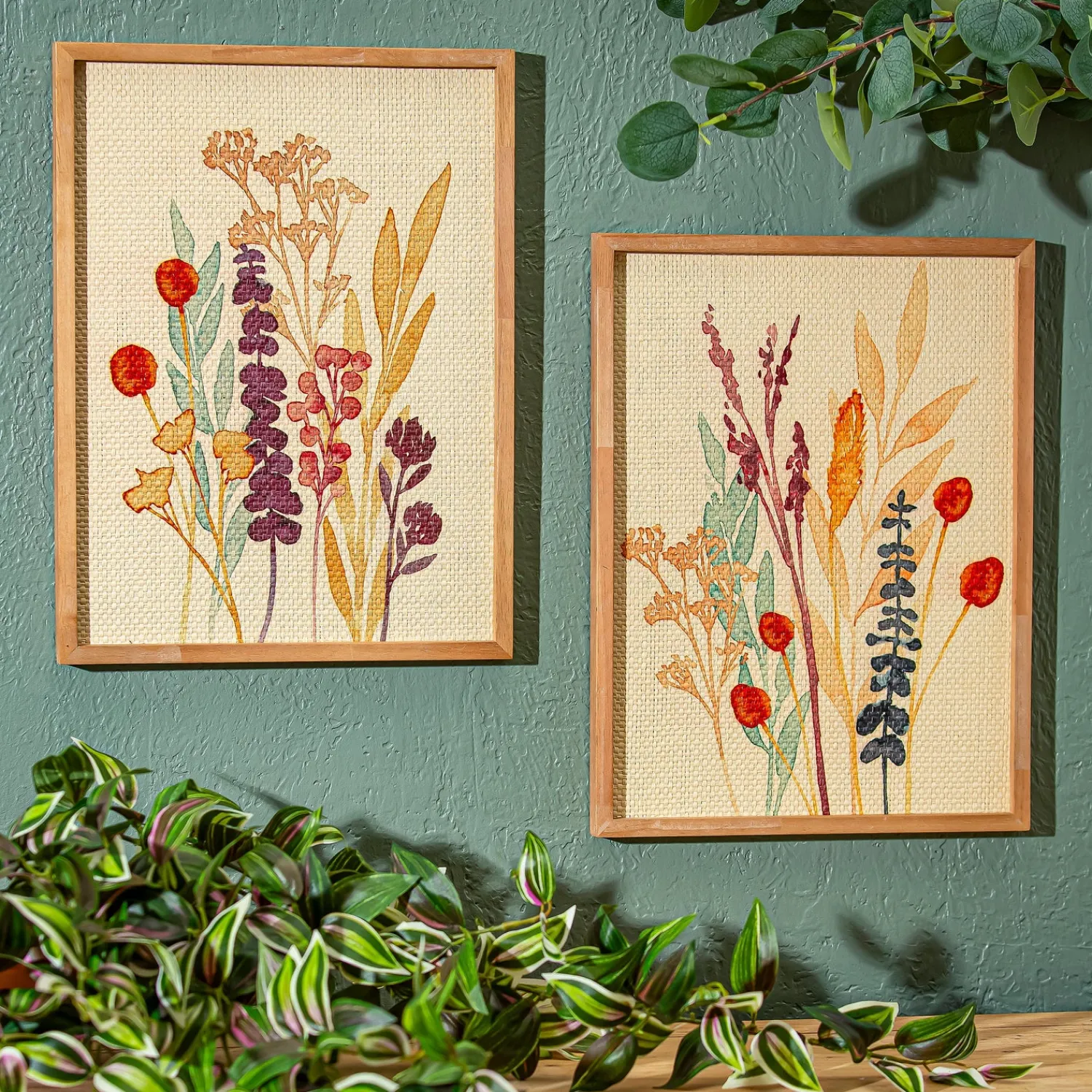Plow & Hearth Wall Art>Wild Flowers Rectangular Wall Décor, Set of 2, 12" L x 16" H