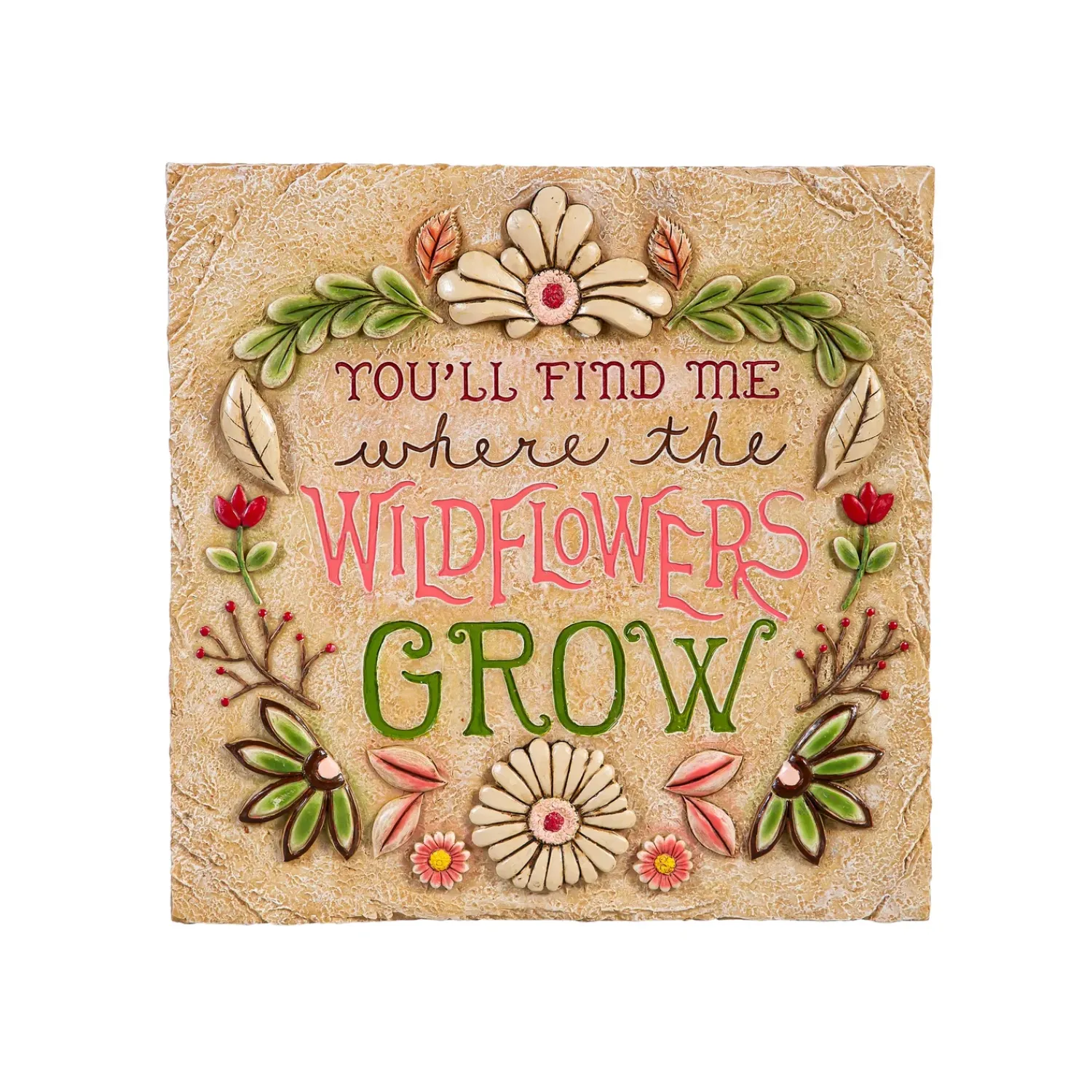 Plow & Hearth Pathways & Stepping Stones>Wildflowers Garden Stone, 11"