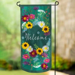 Plow & Hearth Garden Flags>Wildflowers Welcome Pennant Flag
