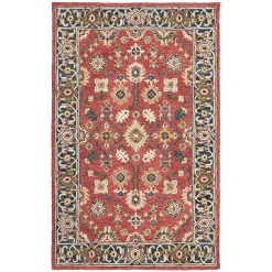 Plow & Hearth Runners|Hearth Rugs>Willow Oaks Red Wool Border Runner, 2'6" x 8'