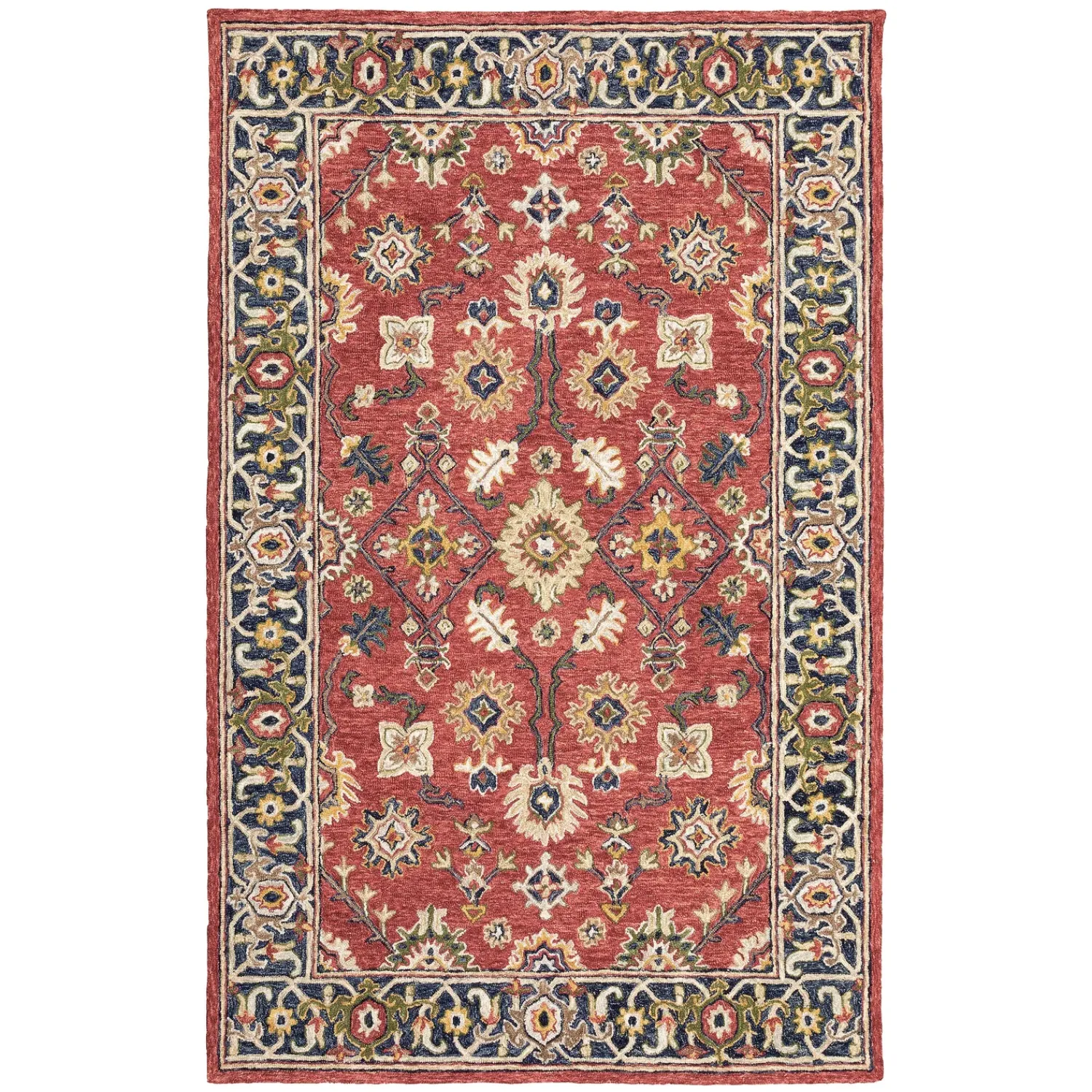 Plow & Hearth Runners|Hearth Rugs>Willow Oaks Red Wool Border Runner, 2'6" x 8'