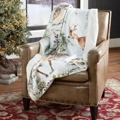 Plow & Hearth Throws & Blankets>Winter Forest Sherpa Fleece Throw