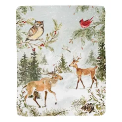 Plow & Hearth Throws & Blankets>Winter Forest Sherpa Fleece Throw