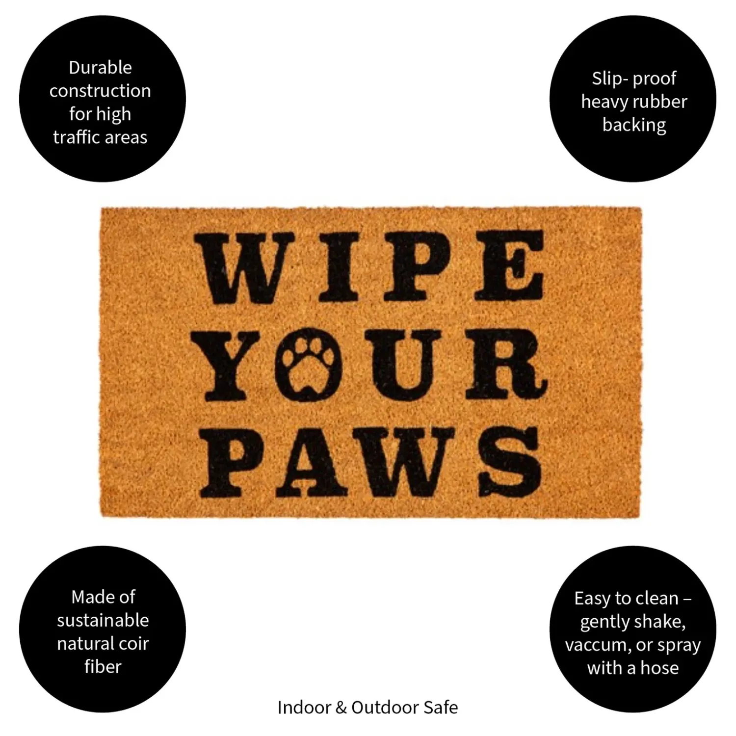 Plow & Hearth Coir Mats>Wipe your paws Coir Mat