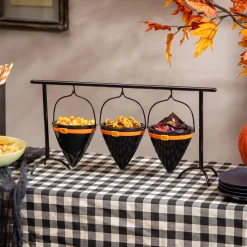 Plow & Hearth Serveware>Witch Hat Ceramic Dish with Metal Holder Set, 19"L