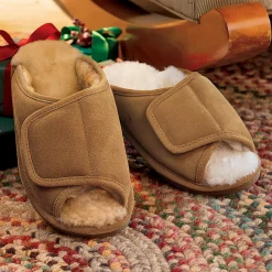 Plow & Hearth Bath Accessories>Women's Indoor/Outdoor Sheepskin Side-Wrap Slipper Chestnut