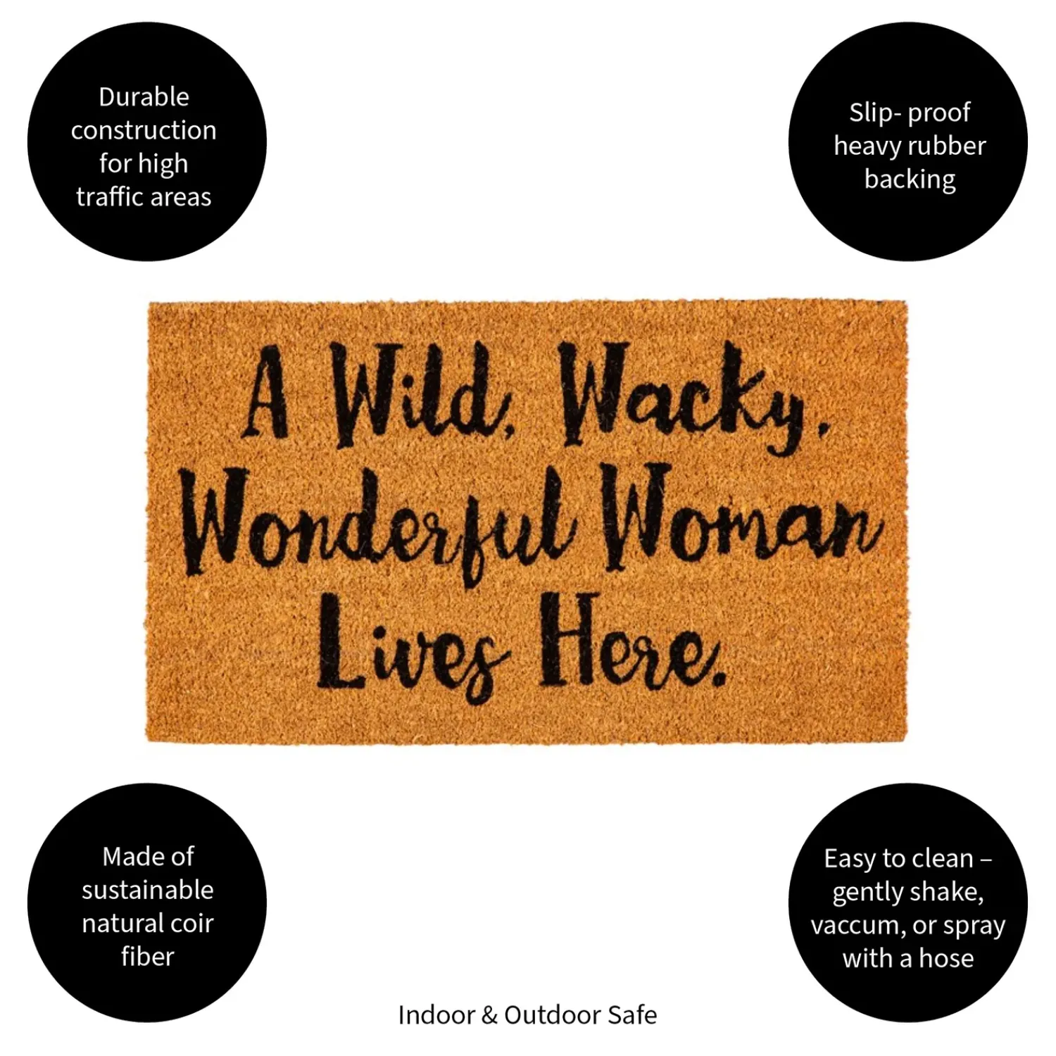 Plow & Hearth Coir Mats>Wonderful Woman Coir Mat