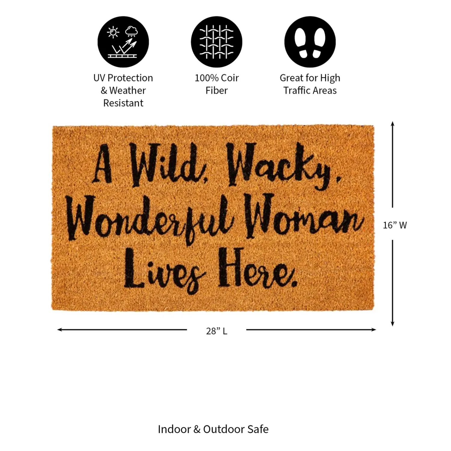 Plow & Hearth Coir Mats>Wonderful Woman Coir Mat