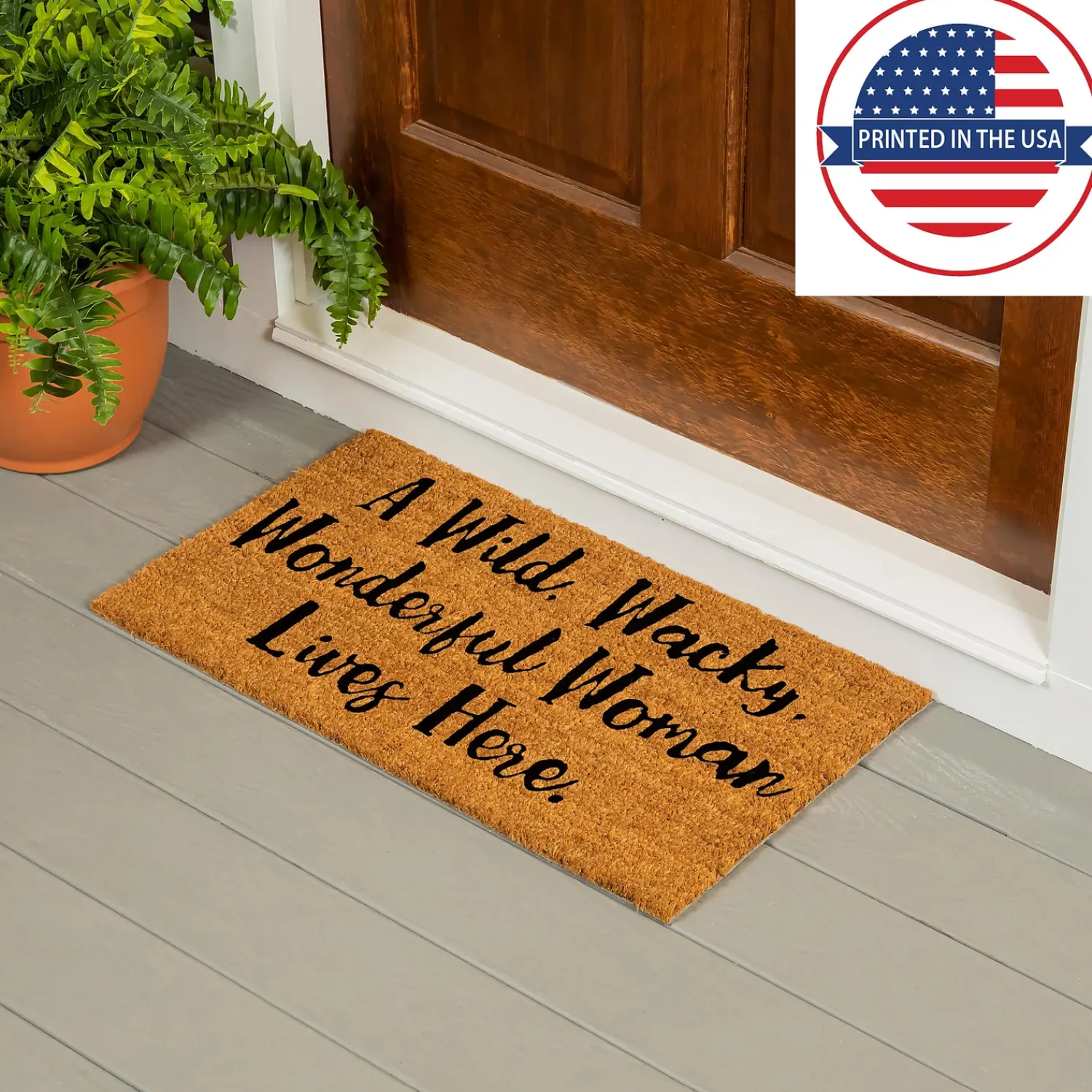 Plow & Hearth Coir Mats>Wonderful Woman Coir Mat