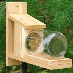 Plow & Hearth Bird Feeders|Wildlife Housing>Wood and Glass Jar Squirrel Feeder