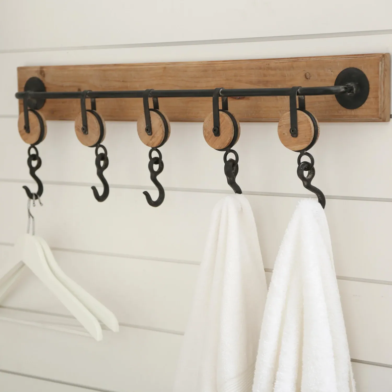 Plow & Hearth Chests & Storage Cabinets|Wall Art>Wood and Metal Wall Hook Rack