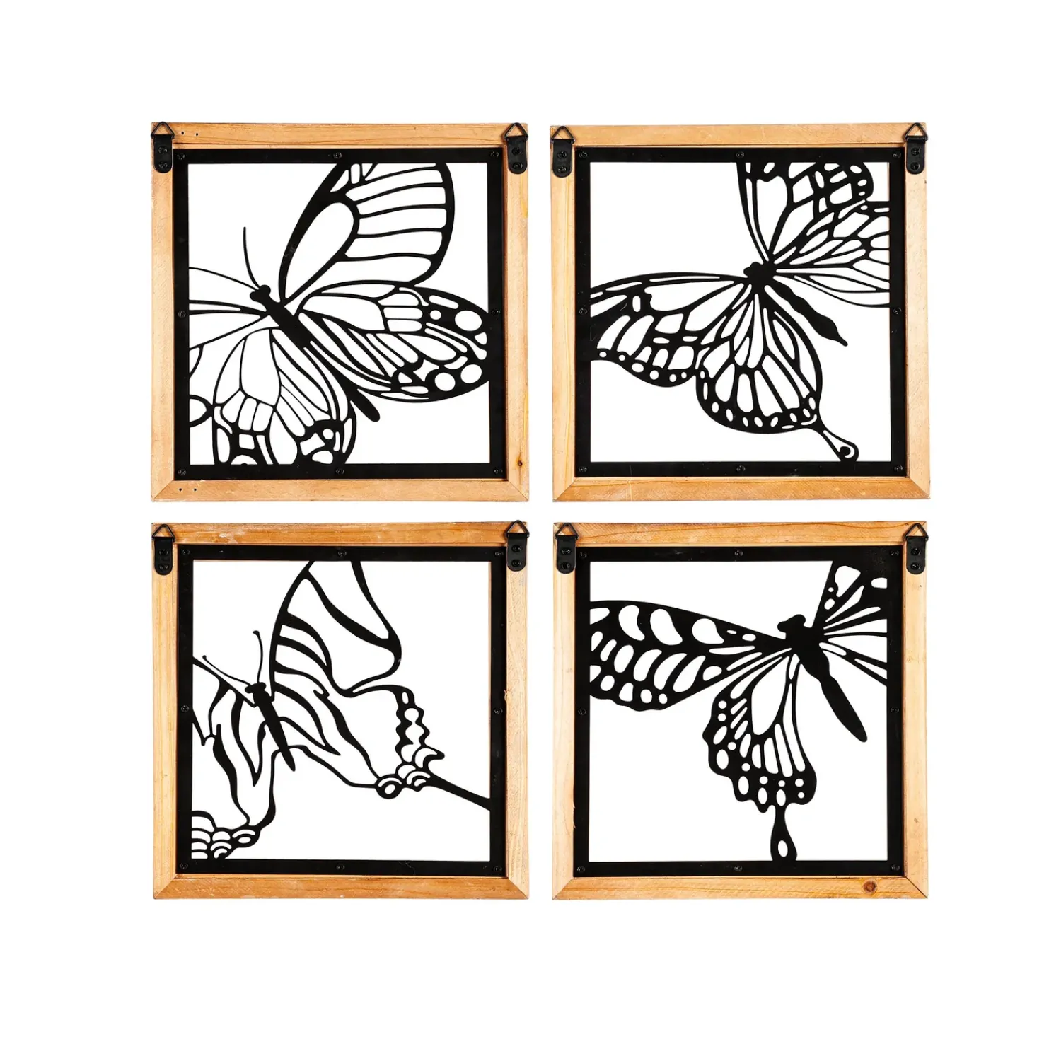 Plow & Hearth Wall Art>Wood Framed Metal Butterfly Wall Décor Set