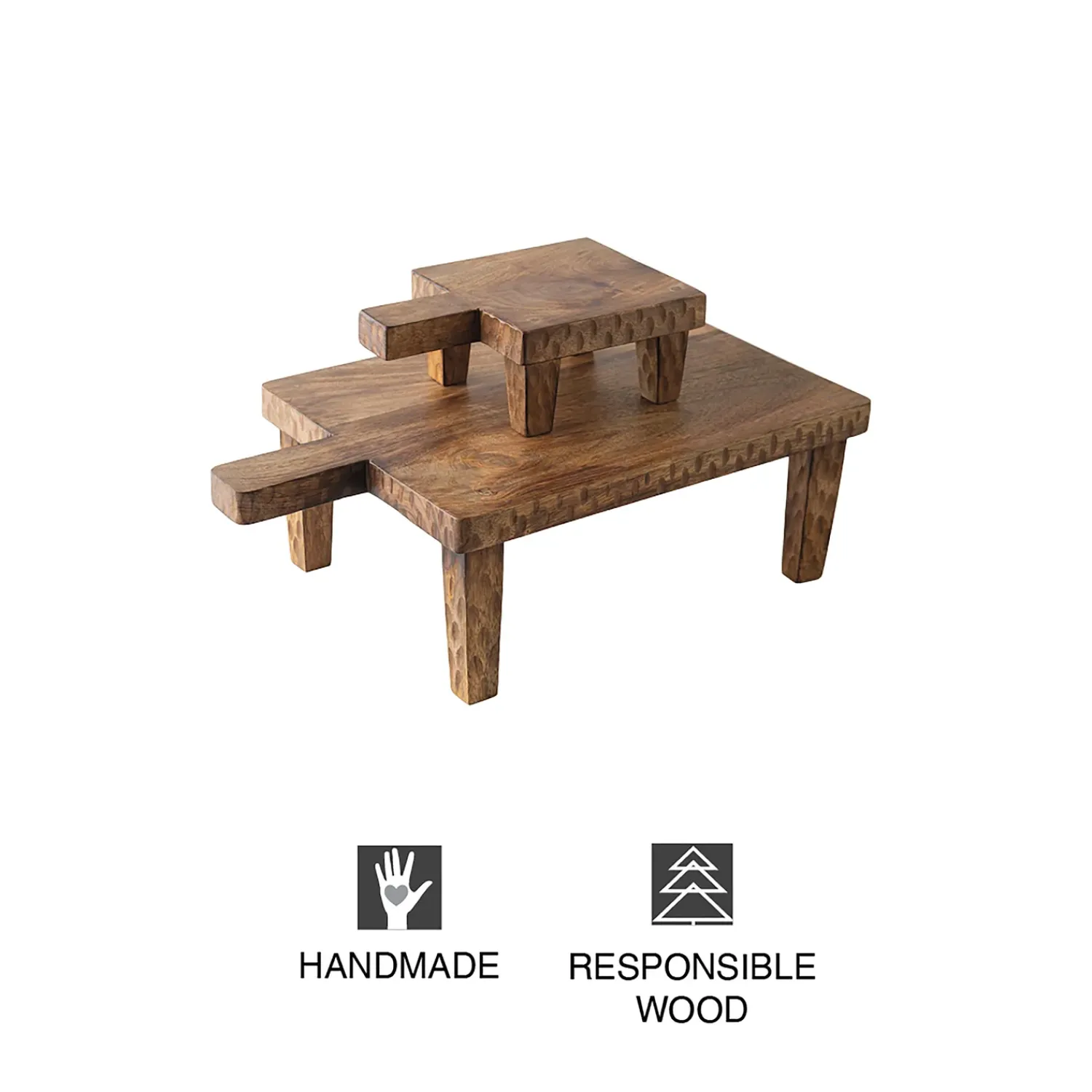 Plow & Hearth Cutting & Serving Boards>Wood Serving Board on Legs, Set of 2