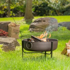 Plow & Hearth Fire Pits|Fire Pits>Wood-Burning Fire Pit Bowl with Iron Loop Handles