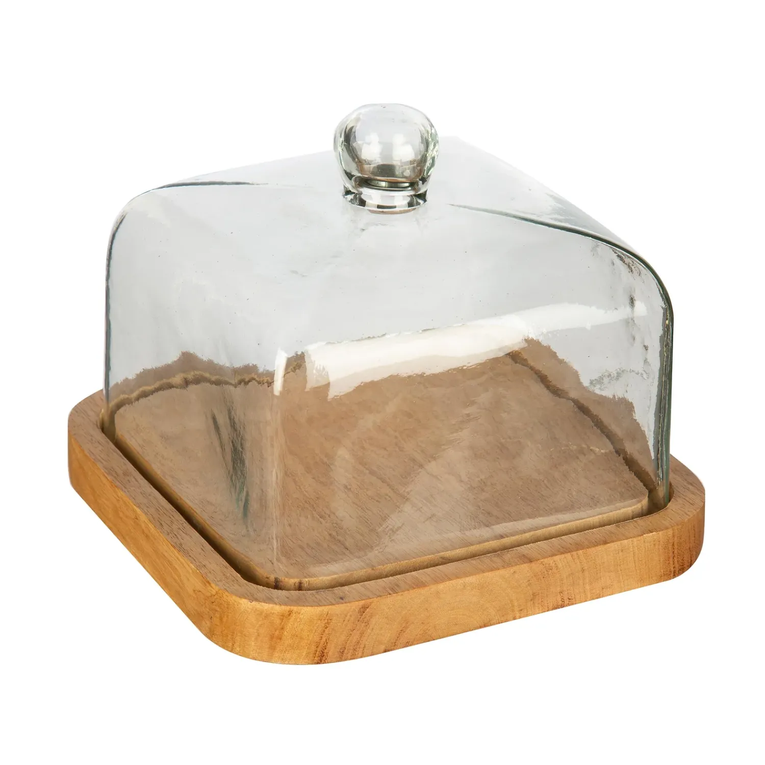 Plow & Hearth Serveware>Wooden Servers with Glass Domes, Set of 2