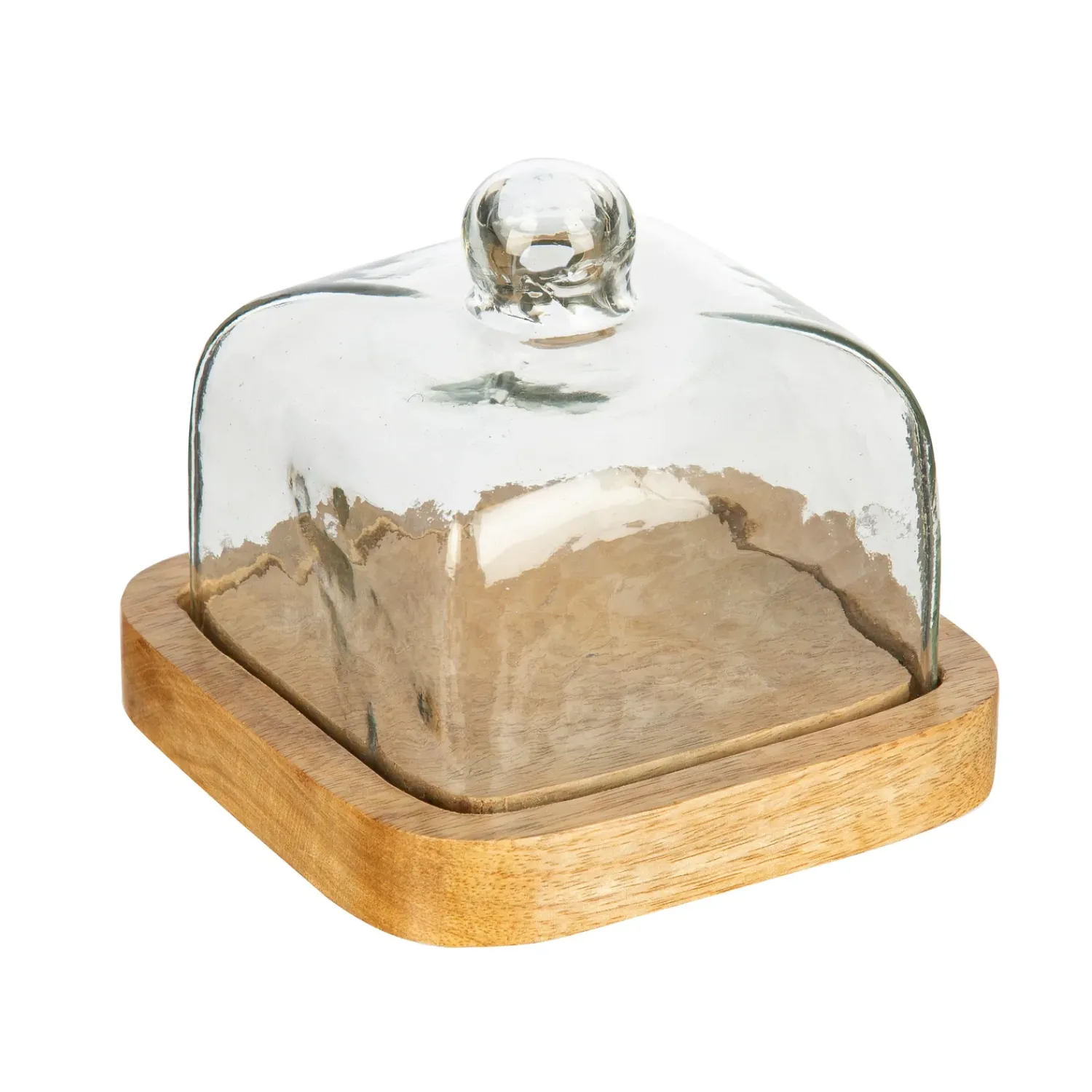 Plow & Hearth Serveware>Wooden Servers with Glass Domes, Set of 2