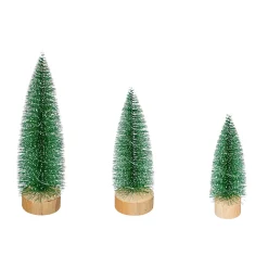 Plow & Hearth Decorative Accents>Woodland Storybook LED Table Decor Snow Covered Bottle Brush Tree, Set of 3