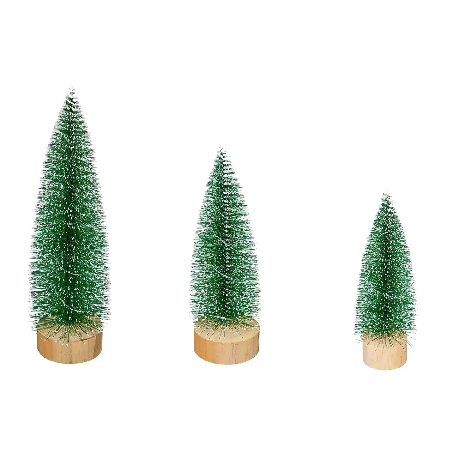 Plow & Hearth Decorative Accents>Woodland Storybook LED Table Decor Snow Covered Bottle Brush Tree, Set of 3