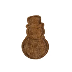 Plow & Hearth Serveware>Woodland Storybook Serveware Wood Snowman Divided Server, 12"