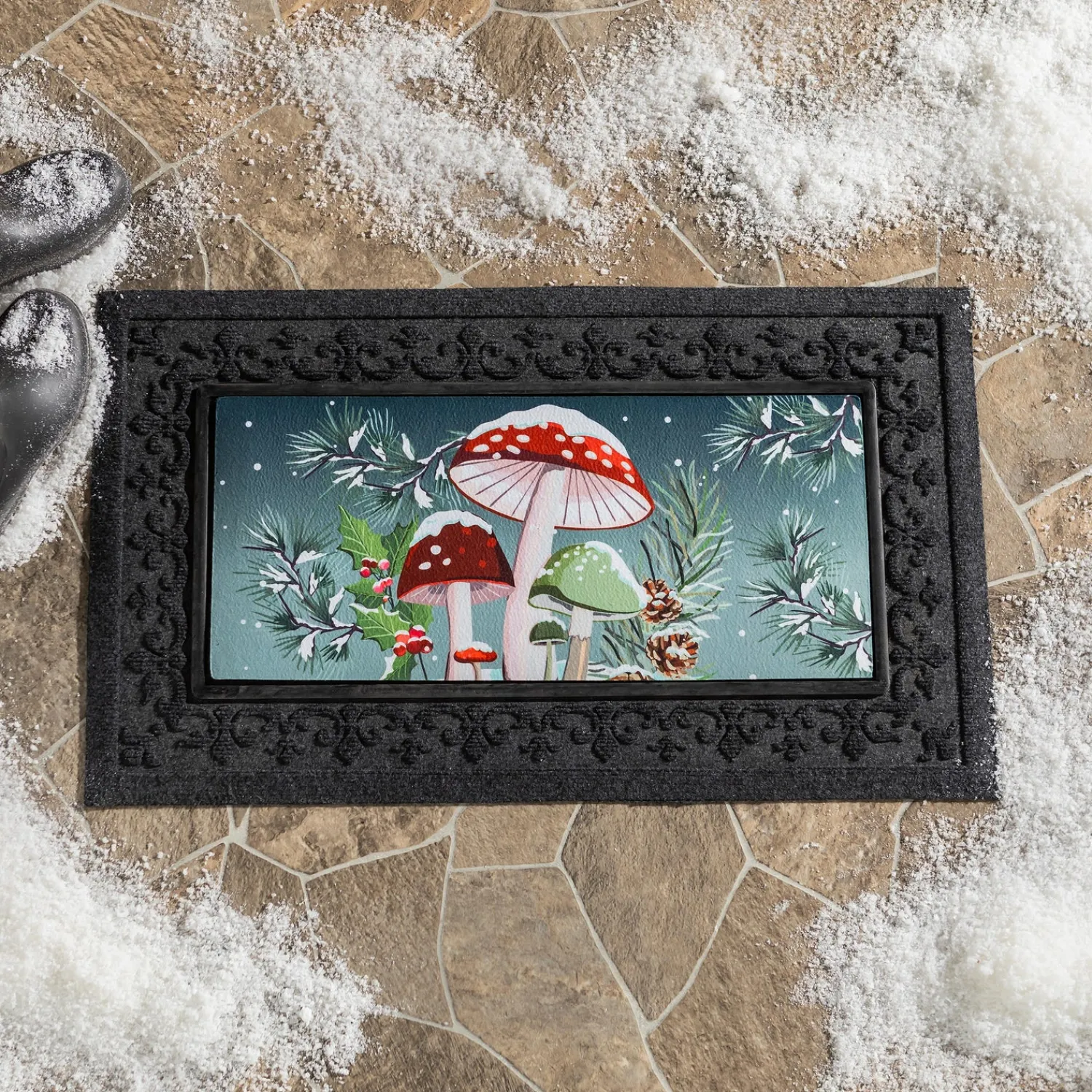Plow & Hearth Interchangeable Mats>Woodland Winter Mushroom Sassafras Switch Mat