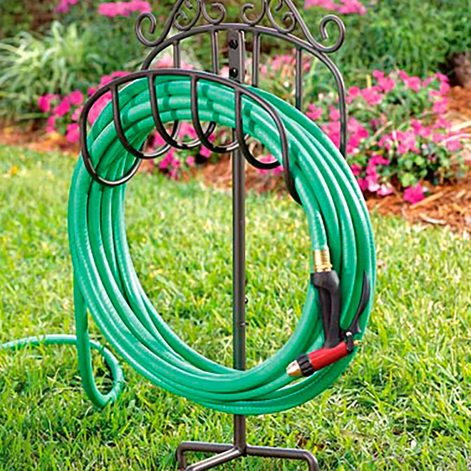 Plow & Hearth Garden Tools & Supplies>Wrought Iron Hose Holder with Ground Stake, Gunmetal